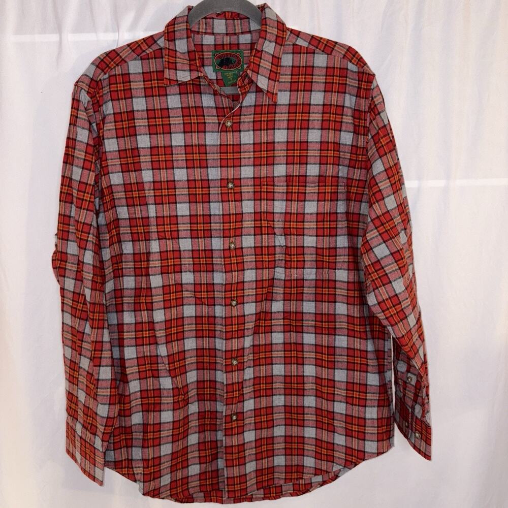Boston Traders Flannel Shirt Red Plaid Button Down 100% Cotton Men’s Medium NWT